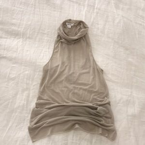 Helmet Lang slate mock neck sheer tunic S